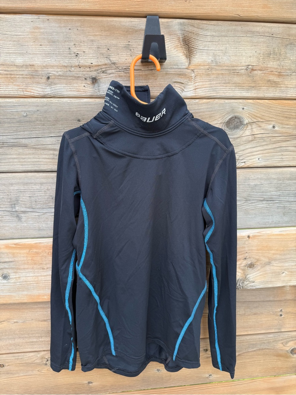 Bauer Youth Black Long-Sleeve Compression Hockey base layer